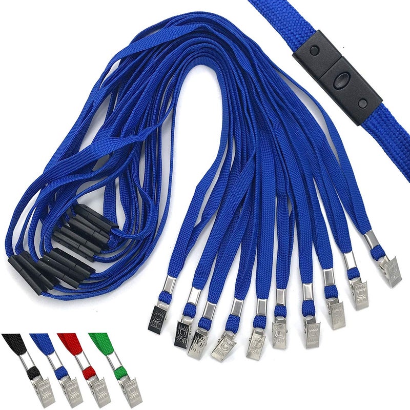 Beebel Blue Lanyards 50 Pack Breakaway Lanyard Comfortable Neck Straps Premium Bulk Lanyards Badge Bulldog Clip - Image 1